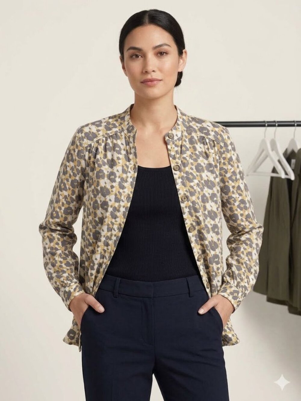 Cabi Providence leopard print shirt jacket, size M